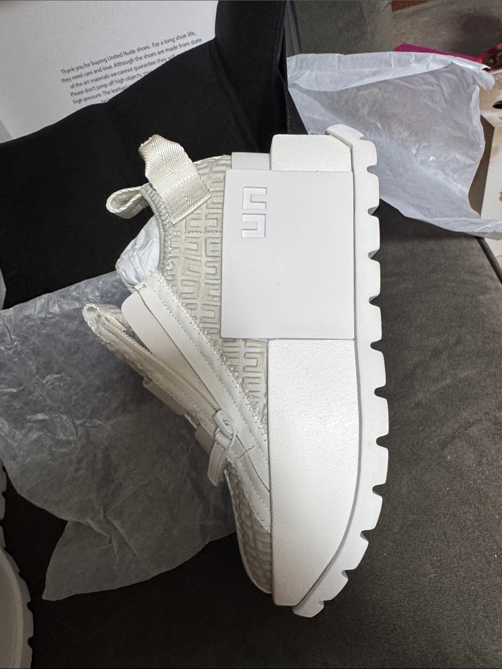 United Nude Off-White Textured Platform Sneakers - Picture 7 of 8